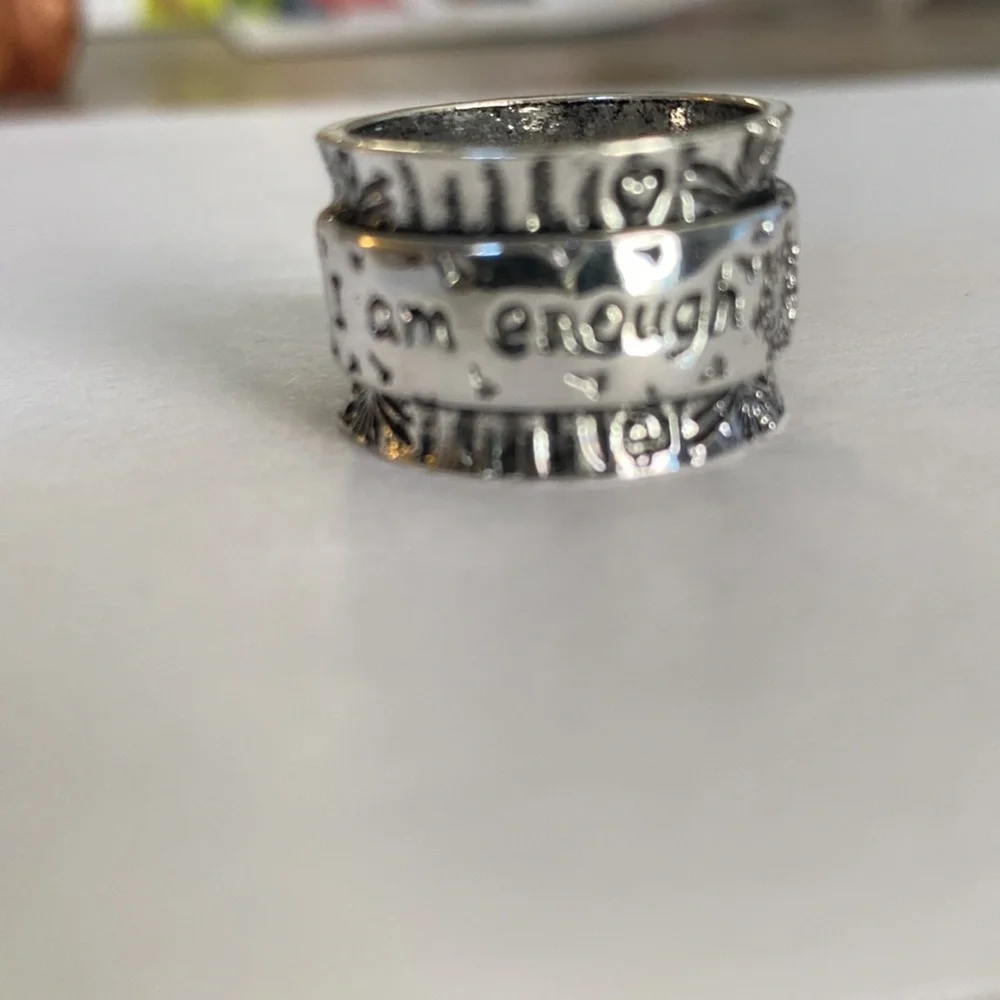 A silver toned ring “ I Am enough” size 9 - Picture 3 of 3